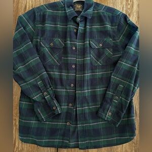 JACHS Medium Weight Flannel Shirt Jacket with Pockets. Green and Blue. Large.